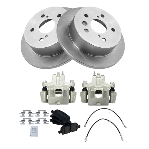 Image of TRQ Rear Brake Pad and Rotor Set Ceramic Calipers Compatible with 2006-2007 Toyota Avalon 2006-2008 Solara
