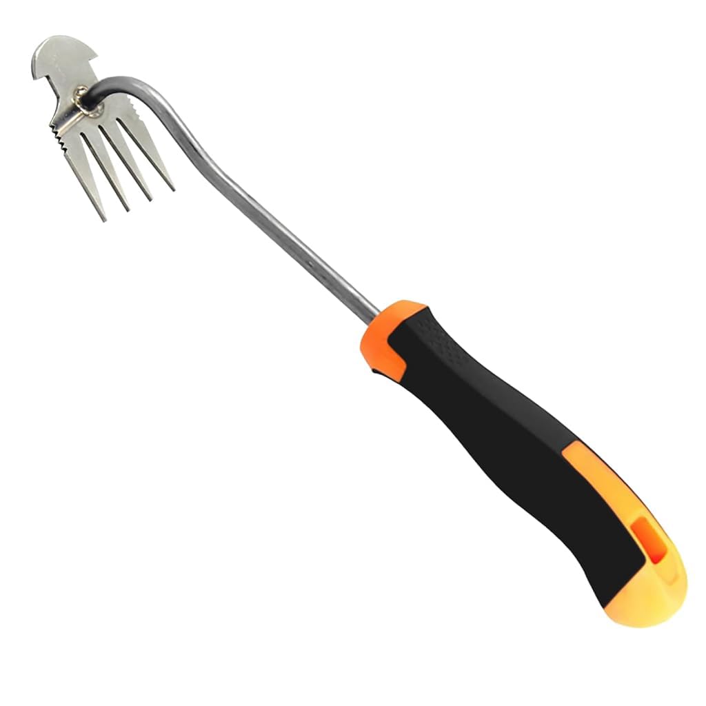 HASTHIP® Weeder Hand Tool, 35cm Gardening Weeding Tool, 4-Claw Stainless Steel Weeder Puller Tool, Anti-Slip Rubberized Handle, Multi Use Gardening Tool for Weeding, Digging, Hoeing-image-25