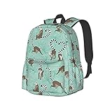 Delerain 17 Inch Backpack Cute Lemurs Laptop Backpack School Bookbag Shoulder Bag Casual Daypack for School/Camping/Hiking/Picnic/Beach/Travel