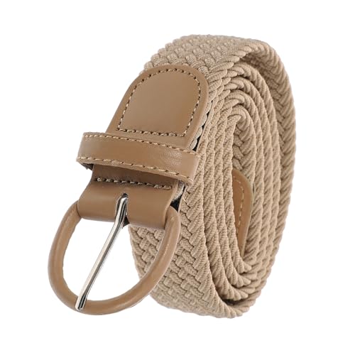 Elastic Woven Waist Belt for Men and Women Stretchy Casual Braided Fabric Belt Fit Stylish Waistband for Jeans and Sweaters Beige Unisex Fashion Accessory