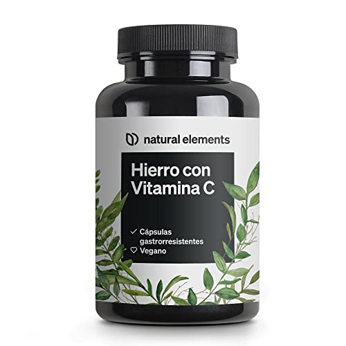 Ferrochel™ Hierro con Vitamina C (42mg) - 180 Cápsulas gastrorresistentes - 20mg de bisglicinato de hierro (quelato de hierro) - Materia prima de primera calidad - Probado en laboratorio y vegano