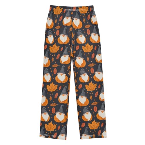 Fall Orange Leaves Pumpkin and Gnome Boys Pants for Kids Jogger Pants with Pockets S