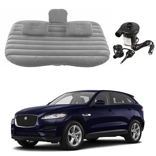 Image of Oshotto Multifunctional Car Travel Bed Mattress with Two Air Pillows, Car Air Pump Compatible with Jaguar F Pace (Grey)