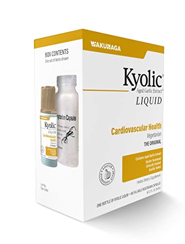 Kyolic Aged Garlic Extract Liquid Vegetarian Cardiovascular, 2 Ounce Bottle Plus 60 Refillable Capsules (Packaging May Vary) #TOP2