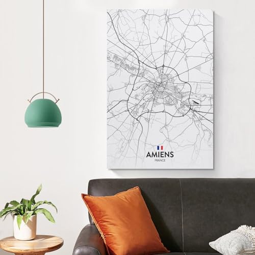 LZTEN Poster de carte de la ville d'Amiens FR - Impression sur toile sans cadre - 30 x 45 cm – vue 3