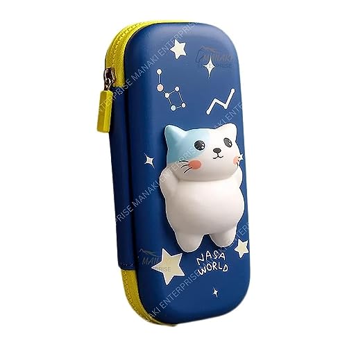 Image of Pencil Case, Cute Cartoon Pencil Pouch 3D Embossed Design Novelty Pencil for Case Gift for Students Kids (Small Pouch, Cat Blue Small)
