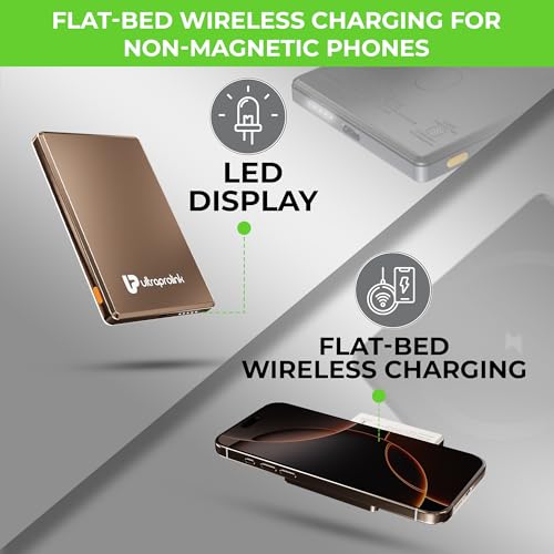 Image of UltraProlink 5000mAh Slimmest Wireless Magnetic Mag-Safe Power Bank| 22.5W Fast Charge Type C Port with PD-PPS Support |Charging for iPhone Series 16,15,14,13 | Made in India |TAN|Juice-Up Mag 4