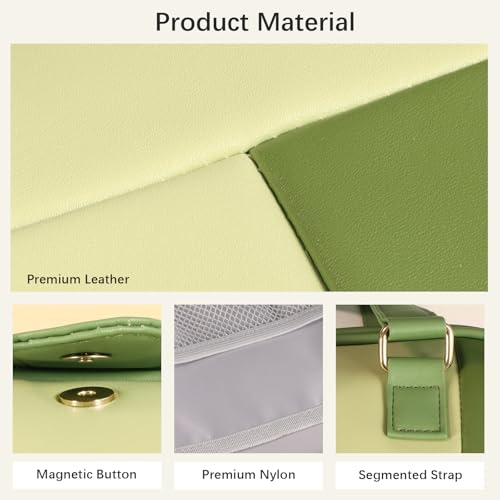 Bolso Satchel Mujer Patchwork Verde PU Cuero 11x9x2 in miniatura 4