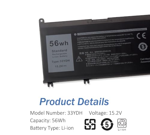 Bateria do portátil 33YDH para Dell Inspiron 15 7577 17 7773 7778 7786 7779 G3 15 3579 G3 17 3779 G5