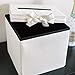 FLUYTCO Wedding Card Envelope Box - Thick Linen Fabric & Removable Ribbon Bow - Collapsible - Perfect for Weddings, Baby Showers, Birthdays, Graduations - Large Size, 100+ Cards