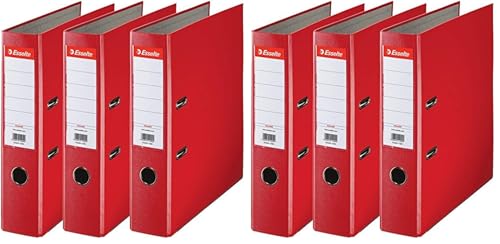 Esselte 624292 - Archivador con anillas (Capacidad 550 hojas, 3 unidades), rojo, 75 mm (Paquete de 2)