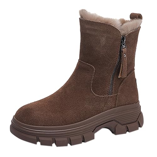 Botas Mujer Invierno Rebajas Moderno Forradas Cálidas Retro Botines Otoño Botas Tacón Plano Cómodas Outdoor Antideslizante Ankle Boots Que Caminan Negro 36-43 EU