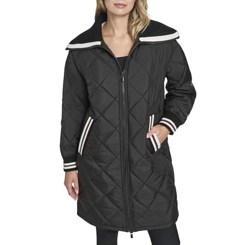Champion Women's Mid-Length Diamond Quilted Shawl Collar Jacket, Black, Large - image 1