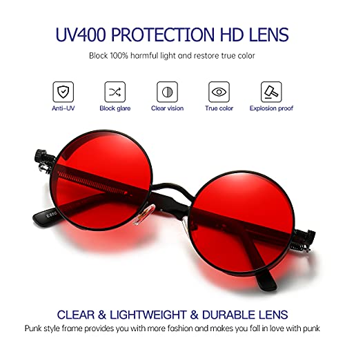 GYsnail Make the world clear Outdoor Steampunk Sunglasses For Men, Round Gothic Shades Women, Fashion Cool Protective Eyewear2