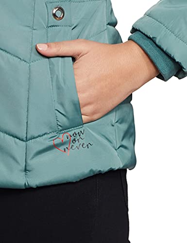 Image of Qube By Fort Collins Women's Regular Fit Nylon Bomber Jacket with Detachable Hood - Stylish & Comfortable Winter Wear