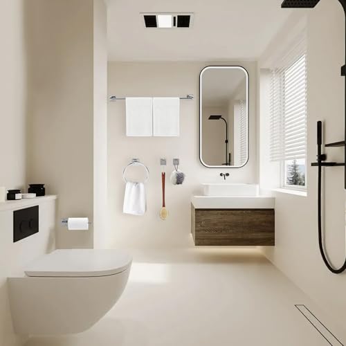 Ntipox 5 Pieces Polished Chrome Bathroom Hardware Accessories Set,Stainless Steel 23.6" Hand Towel Bar Set, Toilet Paper Holder, Towel Ring ,Towel Rack Set Silver - Image 6