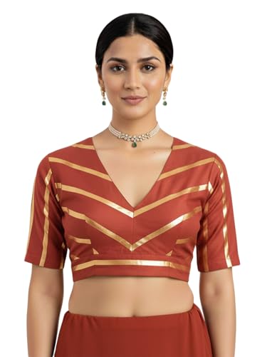 Image of Thevasa Women's Everyday Divine Depth V Neck Half Sleeves Blouse
