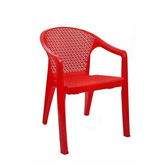RW REST WELL Bentley Plastic Arm Back Rest Chairs for Home, Garden and Office (1 Pc, Red)