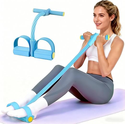 Pull Reducer Training Bands Natural Rubber 4 Tubes Body Trimmer Pedal Exerciser Yoga Crossfit Exercise, Arm Exercise, Tummy Body Building Training Men and Women (Multicolor)