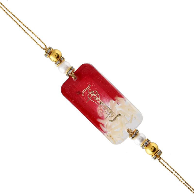 Anand Crafts Resin Rakhi Made With Orignal Kumkum Chawal With Free Roli Chawal And Greeting Card Pack Of 1 Rakhi size 40 Cm Rakhi For Bhaiya, Bhai, Brother-picture-31