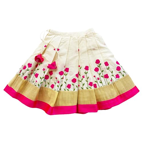Stanwells Kids Orange and Magenta combo south indian Baby girls mirror work net Lehenga Choli set (3months to 8Years)