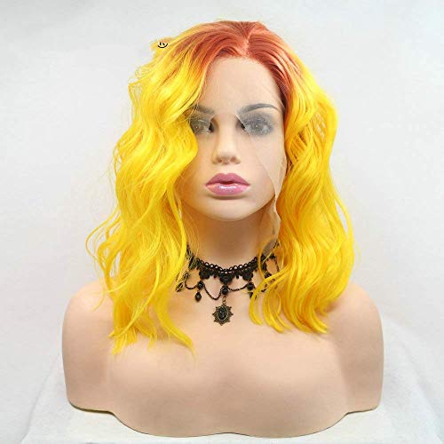 Perruque synthétique courte RainaHair dégradé orange jaune pour cosplay et fête