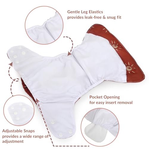 Smarbore Baby Cloth Diapers Set-4 Pack Diapers With 4 Inserts & 1 Wet Dry Separation Bag thumb #3