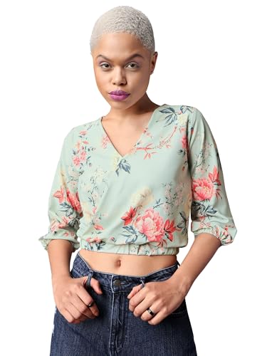 Image of PURVAJA Women's Polyester Floral Relaxed Fit Shirt