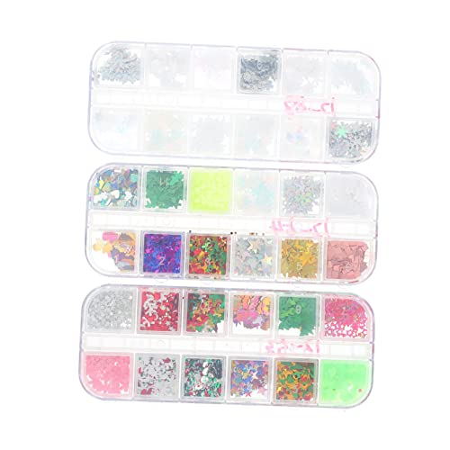 HAPINARY Nail Sequins 3 Pack Manicure Decors Nail Art Gems Safe for Parties Weddings Holidays