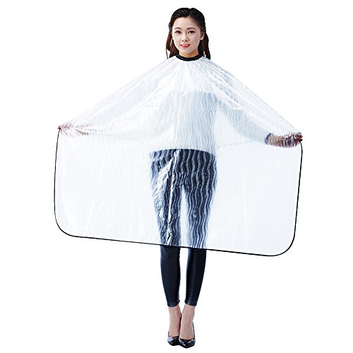 Exttlliy Environmental Plastic Hairdressing Salon Apron WaterProof Hair Cutting Cape for Hair Barber (White)