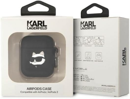 Karl Lagerfeld Silicone NFT Choupette Head 3D Case AirPods 1/2 Gen, Black