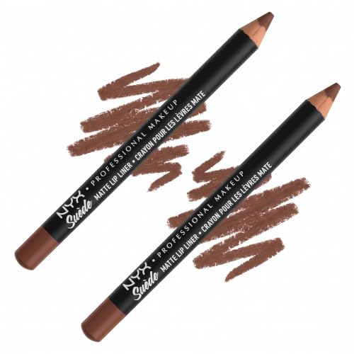 NYX PROFESSIONAL MAKEUP Suede Matte Lip Liner, Velvety-Smooth, Long-Lasting Formula For A Defined Lip Makeup Look - Sandstorm (Brown) (Pack of 2)