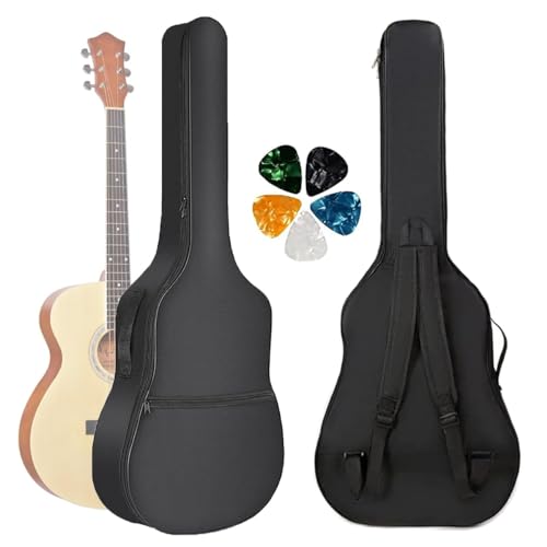 Image of SKYCELL 41 Inch Padded Guitar Bag with Guitar Picks | Acoustic Guitar Cover Bag with Extra Protection | Universal Guitar Cover Bag Padded Design for 38 /39 /40 /41 Inch Guitars - Black