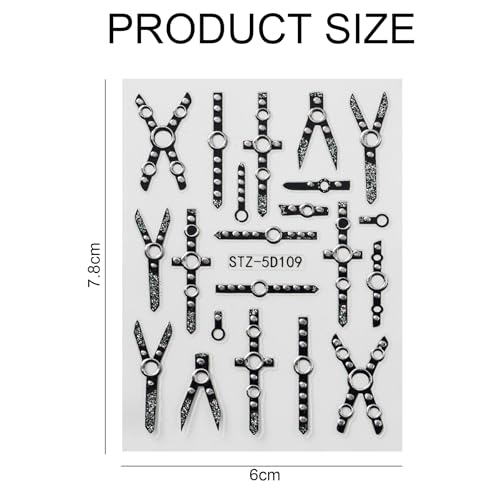 Wasise Gothic Nail Stickers - 4PCS 5D Halloween Nail Stickers, Witchy Nails Sticker, Punk Fingernail Charms, Cross Fingernail Sticker, Black Fingernails Art, Vampire Nails Decal