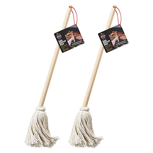 Better Grillin BBQ Bastin Mop Basting Barbecue Brush/Mop Easily Applies Marinades Sauces Washes Out 16in Handle 2pk