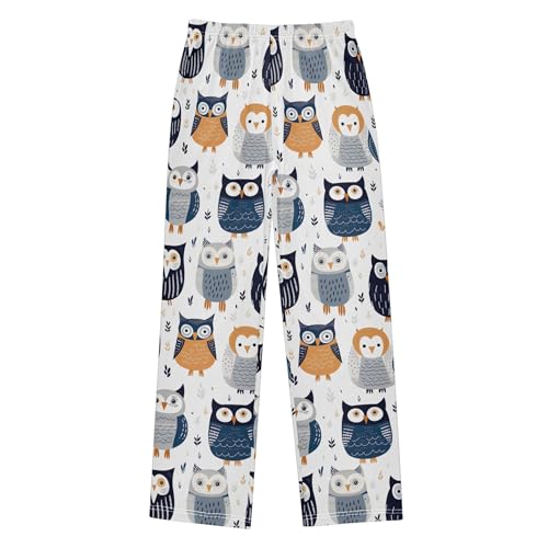 Owl Long Pajama Pants Elastic Waist PJ Bottoms with Pockets S A1103672