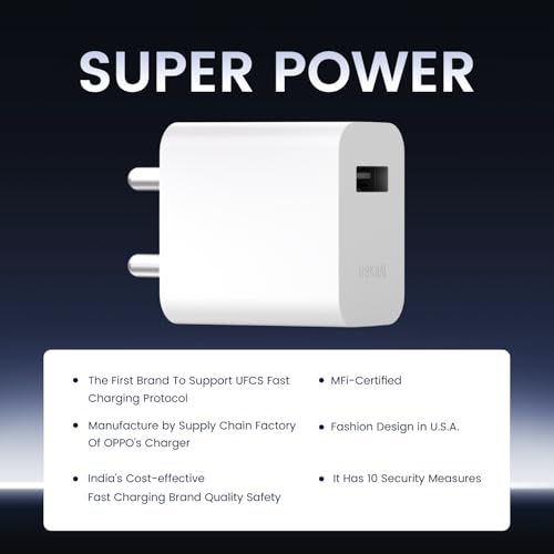 Image of DeperAI 18W Fast Wall Charger USB A Adapter - Universal for iPhone, Samsung, Realme, Xiaomi & More | UFCS Support | Compact Design (White)