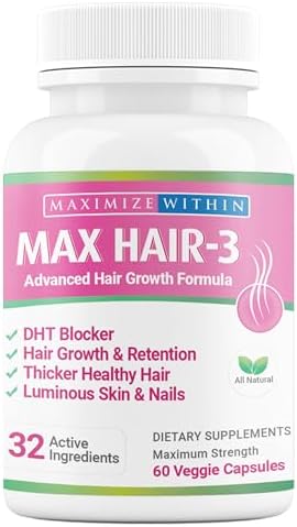 Maximum Slim Max Hair-3 Advanced Hair Growth Formula For Longer, Stronger, Healthier Hair-Scientifically Formulated with Biotin, Keratin, Bamboo, Glowing Skin and Strong Nails