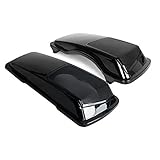 6' x 9' Vivid Black Saddle Bag Lids Cover, Saddlebag Speaker Lid w/Grills fit for Harley Touring...