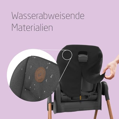 Maxi-Cosi Minla Kinderhochstuhl Mitwachsend, 0–14 Jahre, bis zu 60 kg, Hochstuhl Baby, 9 Höhenstufen, 5 Neigungspositionen, 4 Tablettpositionen, kompakt faltbar, Essential Graphite