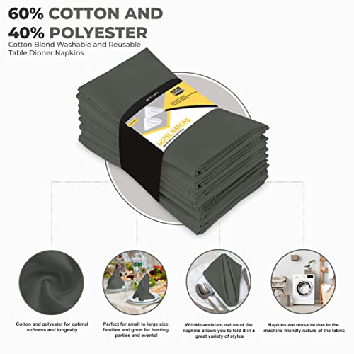 Utopia Kitchen Steel Grey Cloth Napkins [12 Pack, 18X18 Inch] Cotton Blend Washable And Reusable Table Dinner Napkins For Hotel, Lunch, Restaurant, Weddings, Event And Parties #TOP1