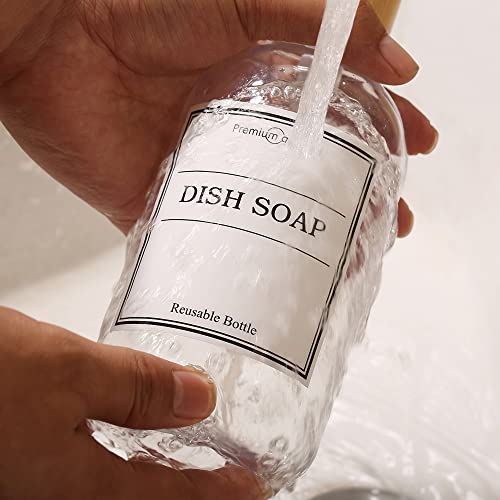 Shampoo And Conditioner Dispenser-Set Of 3-16 Oz Reusable Pump Bottle Dispenser For Bathroom With 6 Waterproof Stickers - Empty Plastic Refillable Containers For Shower (Clear) #TOP3