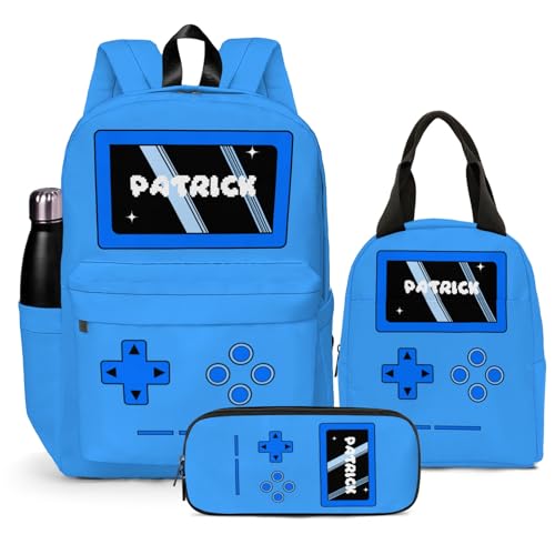 Voltexia Custom Boys Backpack Game Personalized Backpack with Lunch Box and Pencil Case Kids Backpack with Name Customized School Backpack for Kids
