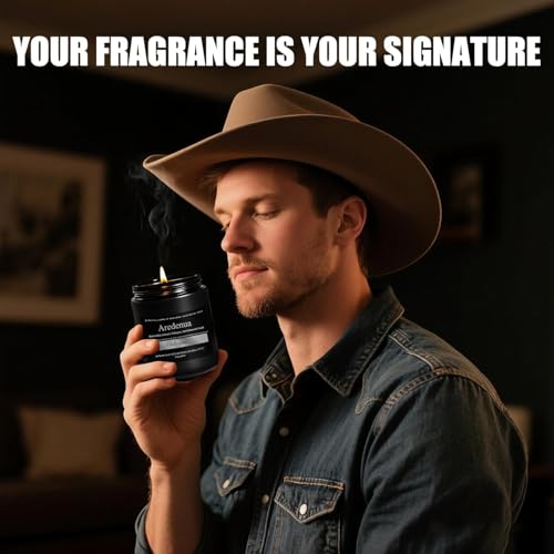 Image of Cologne Candle | Scented Candles for Home, Manly Candles Gifts for Women Men - 7oz Soy Candle for Home Scented - Aromatherapy Gifts for Men - 50 Hours Long Burning - Black Jar