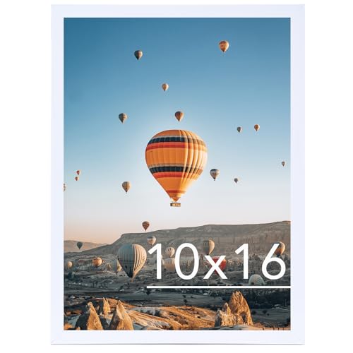 Image of JCJMY 10x16 Picture Frame White for Wall Hanging, Wall Mounting Horizontally or Vertically, 10 x 16 Wall Gallery Poster Photo Frame with Shatter Resistant Plexiglass,White