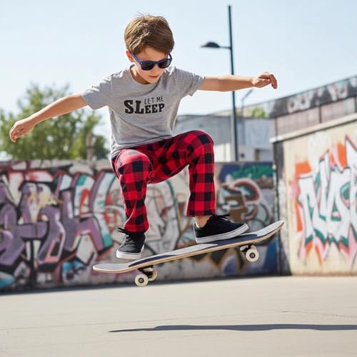 PATPAT Unisex Kids Plaid Pajama Pants – Soft Lounge Sleep Bottoms with Elastic Waist and Pockets, Ages 5–14 Years3