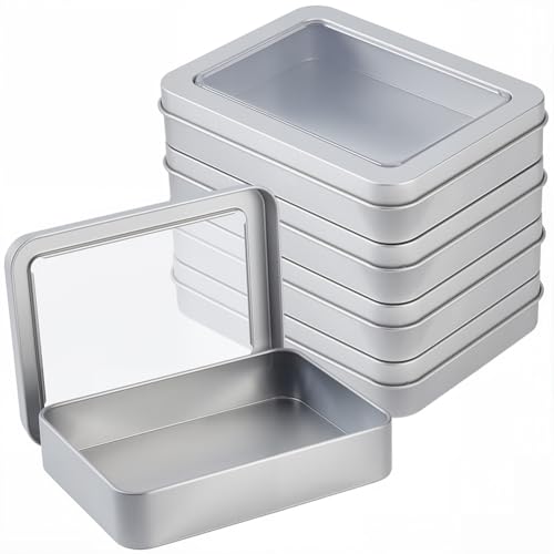 Boîtes rectangulaires en métal avec couvercle transparent CREATCABIN pour rangement - 2