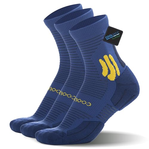 BRISIRA Coolmax Bamboo Viscose Compression Running Socks Quarter Crew Athletic Cushioned Breathable Anti Blister&Sweat&Odor