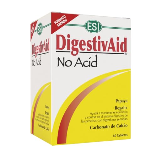 DigestivAid No Acid 60 Tabletas Masticables | Coral Fósil, Regaliz y Papaya | Sin Aluminio | Complemento Alimenticio para el Bienestar Digestivo | Sabor Hinojo-Regaliz