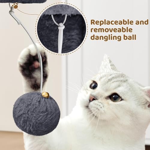 Yaheetech Kratzbaum 60 cm Kleiner Katzenkratzbaum, mit Katzenhöhle Plüsch Sisal, Katzenbaum Katzenmöbel Spielbaum für kleine Katzen, Dunkelgrau
